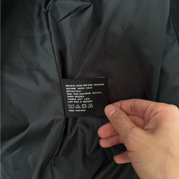 Centigrade Down Feather Puffer Jacket Black Parka Size Medium Removable Hood - Picture 9 of 10